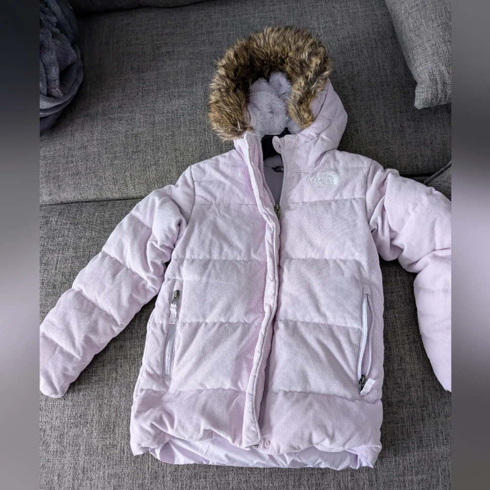 The North Face Light Purple Jacket with Faux Fur Trim